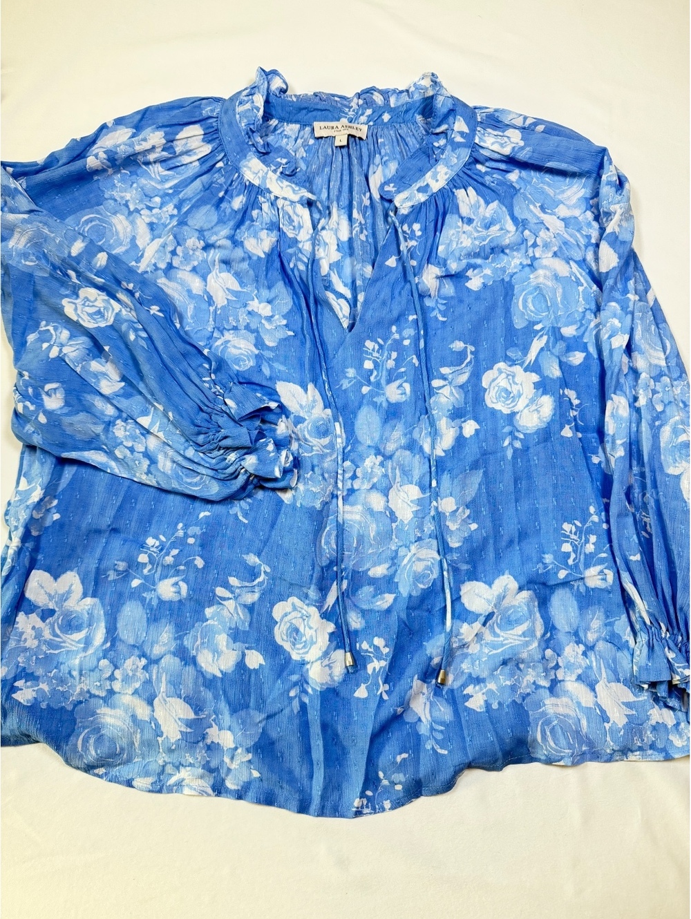 Laura Ashley blue floral blouse